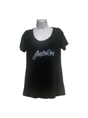 LuLaRoe Black Logo T-Shirt Womens XS Scoop Neck Short Sleeves Casual Stretch USA